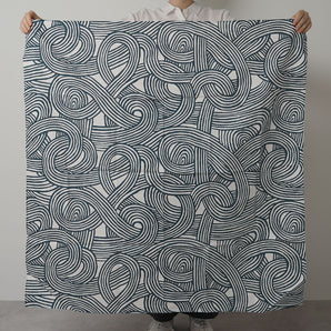 Musubi｜100cm, Isago pattern, double-sided, indigo / orange