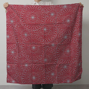 Musubi｜100cm, Chrysanthemum, red and celadon with Isago design on both sides