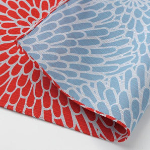 Musubi｜100cm, Chrysanthemum, red and celadon with Isago design on both sides