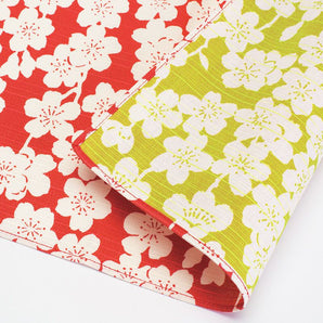 Musubi｜100cm, Isago pattern, weeping cherry blossom on both sides, pink / green