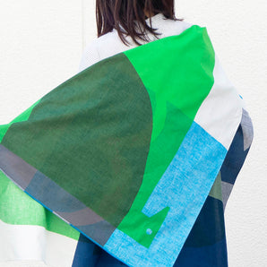 Musubi｜100cm Double Face Masaru Suzuki WATER BIRD Green / Navy
