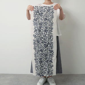 Cotton linen tenugui hand towel, chori arabesque, sumi ink