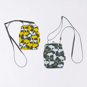 Kyoto Craftsman Finishing｜Pattern of Happiness Gamaguchi (Vertical / Large) Ginkgo｜Hand-dyed fabric Japan Pochette Phone Shoulder｜Hanpu 100% Cotton