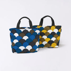 Kyoto Craftsman Finishing｜Happiness Pattern Horizontal Tote Bag Blue Sea Waves｜Hand-dyed Fabric 100% Cotton, Made in Japan