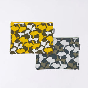 Flat Pouch｜Ginkgo Pattern｜Hand-dyed Fabric Canvas, 100% Cotton Pouch, Made in Japan｜Fuwa Market Original