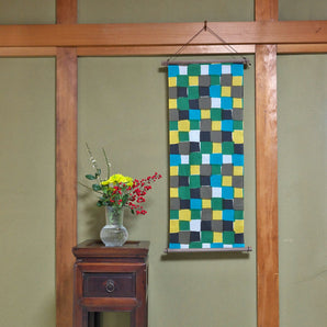 Kyoto Craftsman Finishing｜Happiness Pattern Tenugui Hand-Dyed Tenugui Hand Towel, Checkered｜100% cotton, hand-dyed fabric, made in Japan