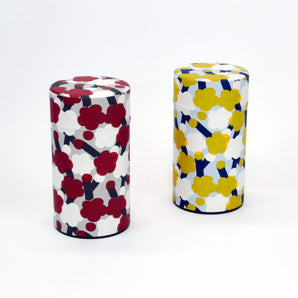 Tea Caddy, hand-dyed Japanese paper, plum blossom pattern, made in Japan