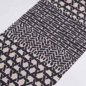 Cotton linen tenugui hand towel, Kagome-awase, sumi ink