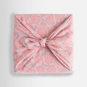 Fuwari cotton furoshiki (wrapping cloth), medium size, plum and flower pattern