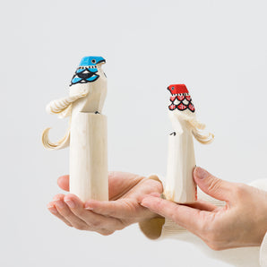 Ornaments: Blue Hawk (15cm) / Red Hawk (12cm), set of 2