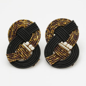 MIZUHIKI Earrings | TAMAWAJI Kin / Shiro / Black | WAMONOMONOYA KAYA