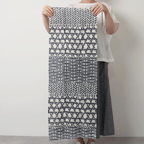 Cotton linen tenugui hand towel, Kagome-awase, sumi ink